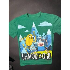Y2K Adventure Time T-Shirt- Finn & Jake Shmowzow - Jr. M Green Hipster
